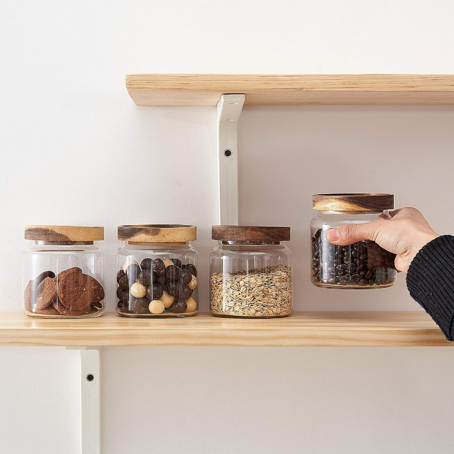 Set of 4 18oz X 4 Clear Glass  - Food Storage Jar Set ulasan dan harga