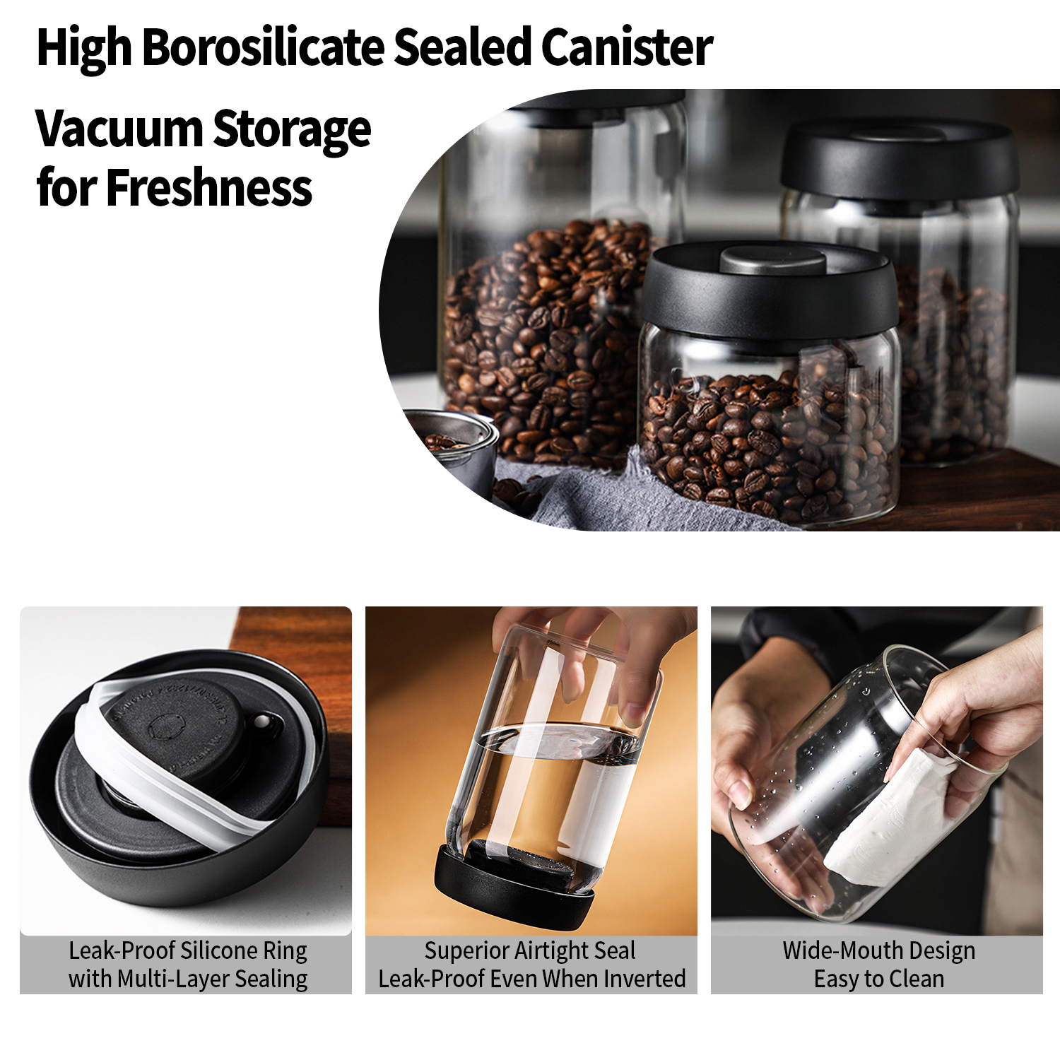 OANKR Vacuum Coffee Canister 5 - Food Storage Containers Glass ulasan dan harga