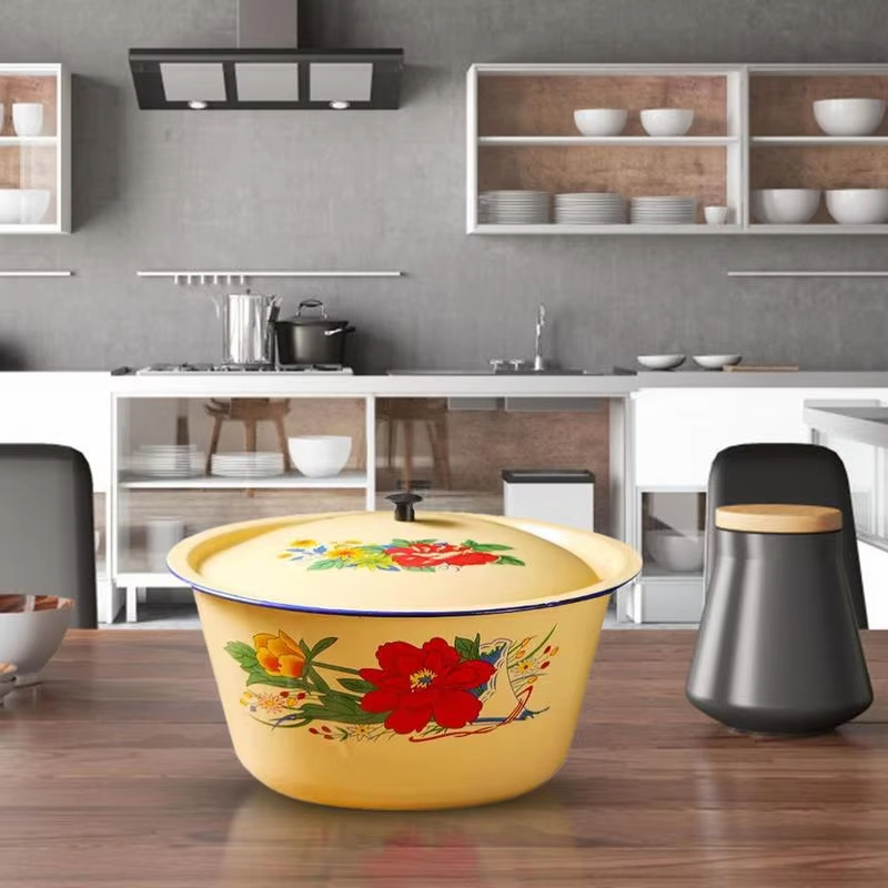 Food Storage Pot Enamel Basin  - Food Storage Yellow ulasan dan harga