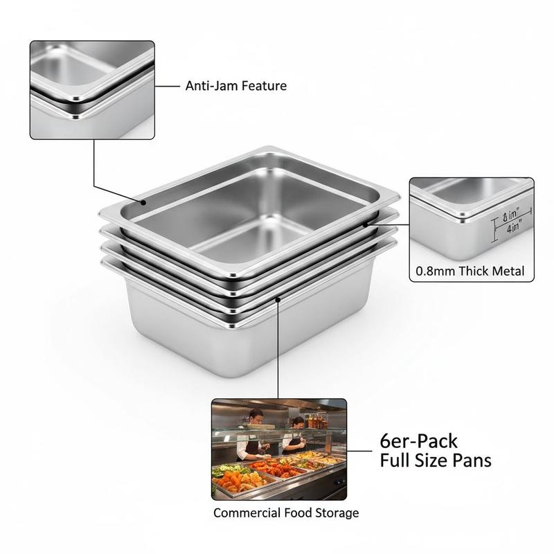 6 Pack Catering Trays Full Siz - Food Storage For Restaurant ulasan dan harga