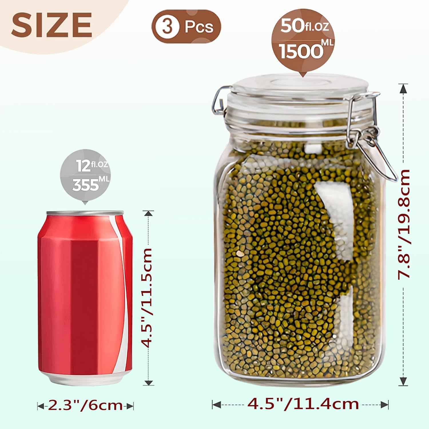 Clear Food Storage Jars 50oz S - Food Storage Pantry ulasan dan harga