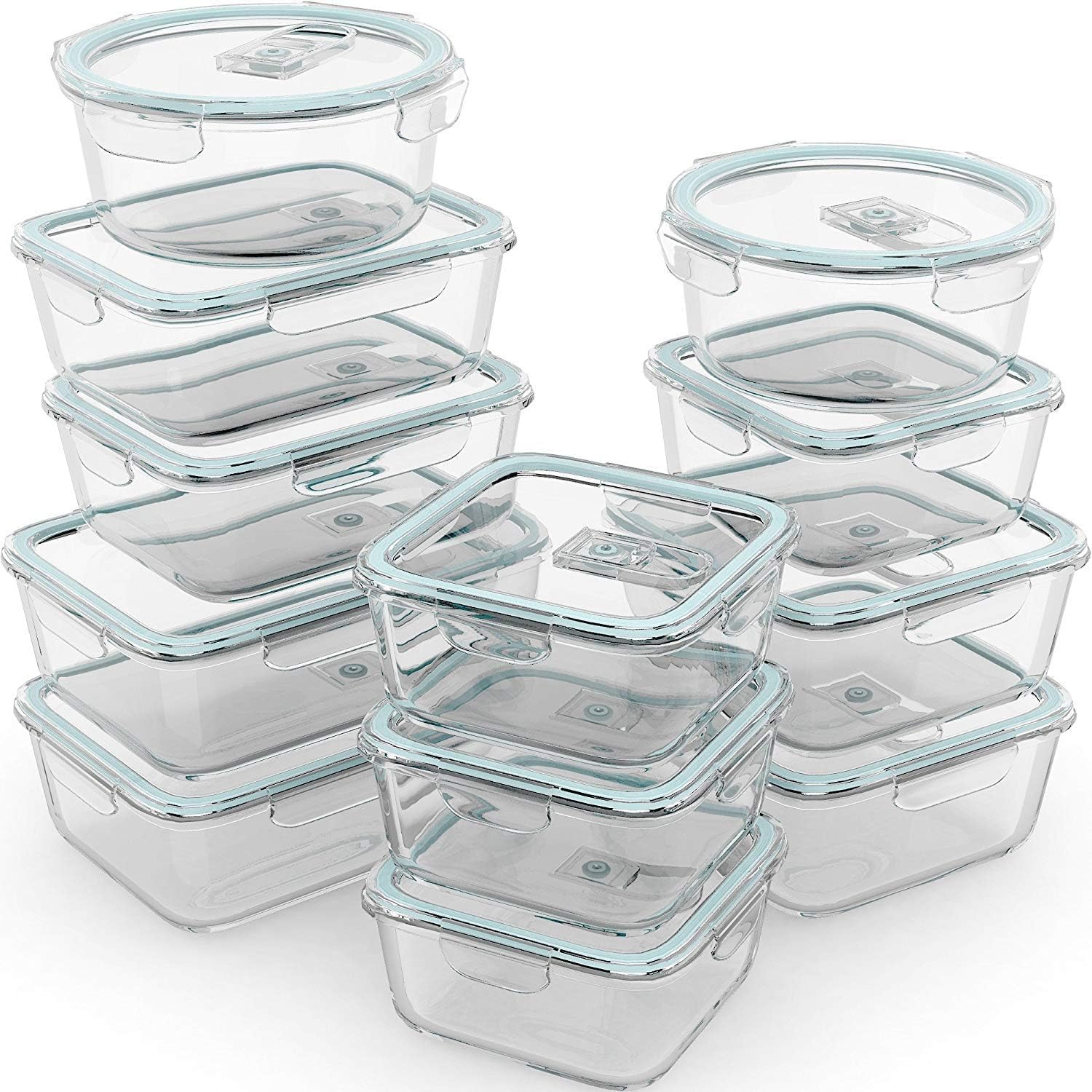 24 Pc Airtight Glass Food Stor - Food Storage Containers Glass ulasan dan harga