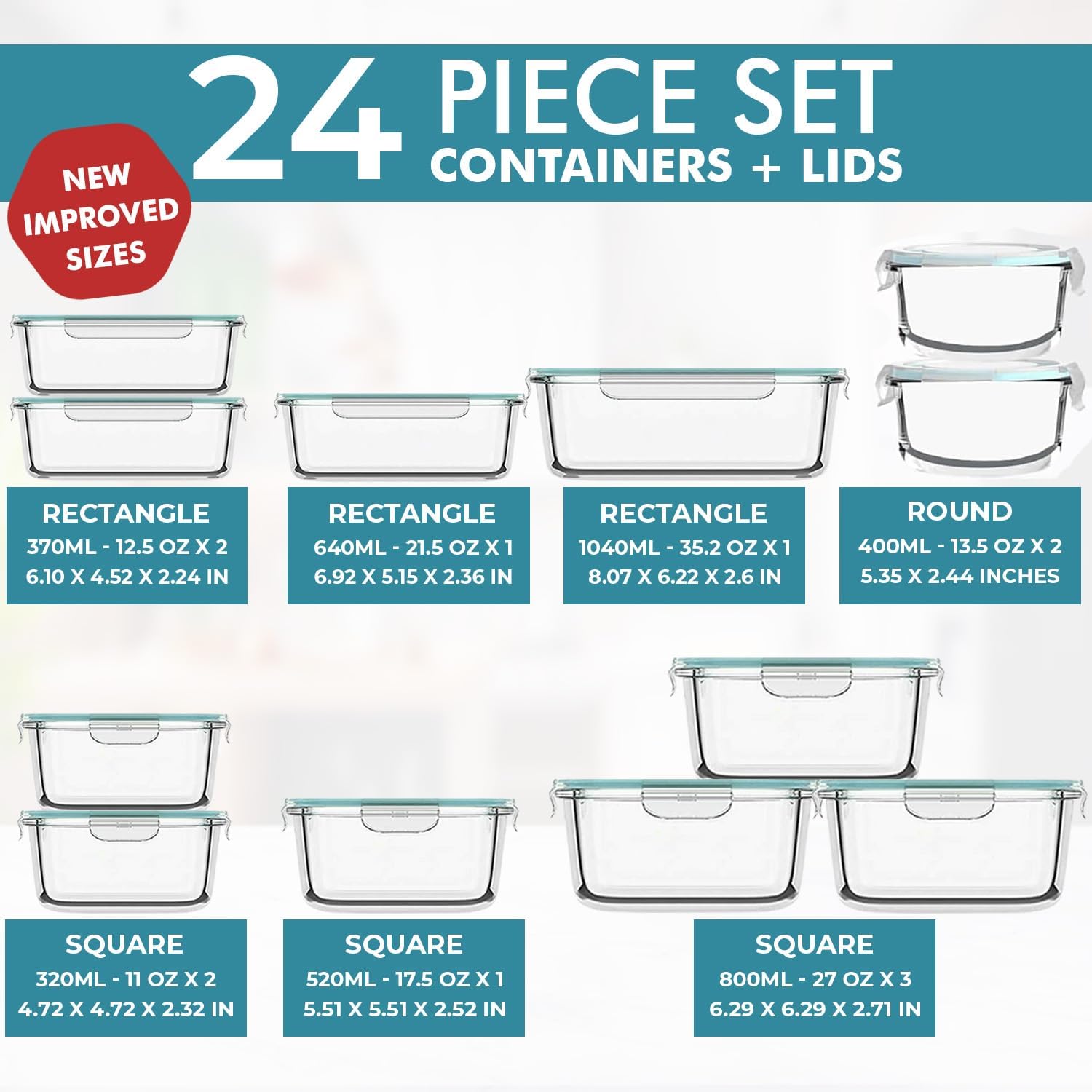 24 Pc Airtight Glass Food Stor - Food Storage Containers Glass ulasan dan harga