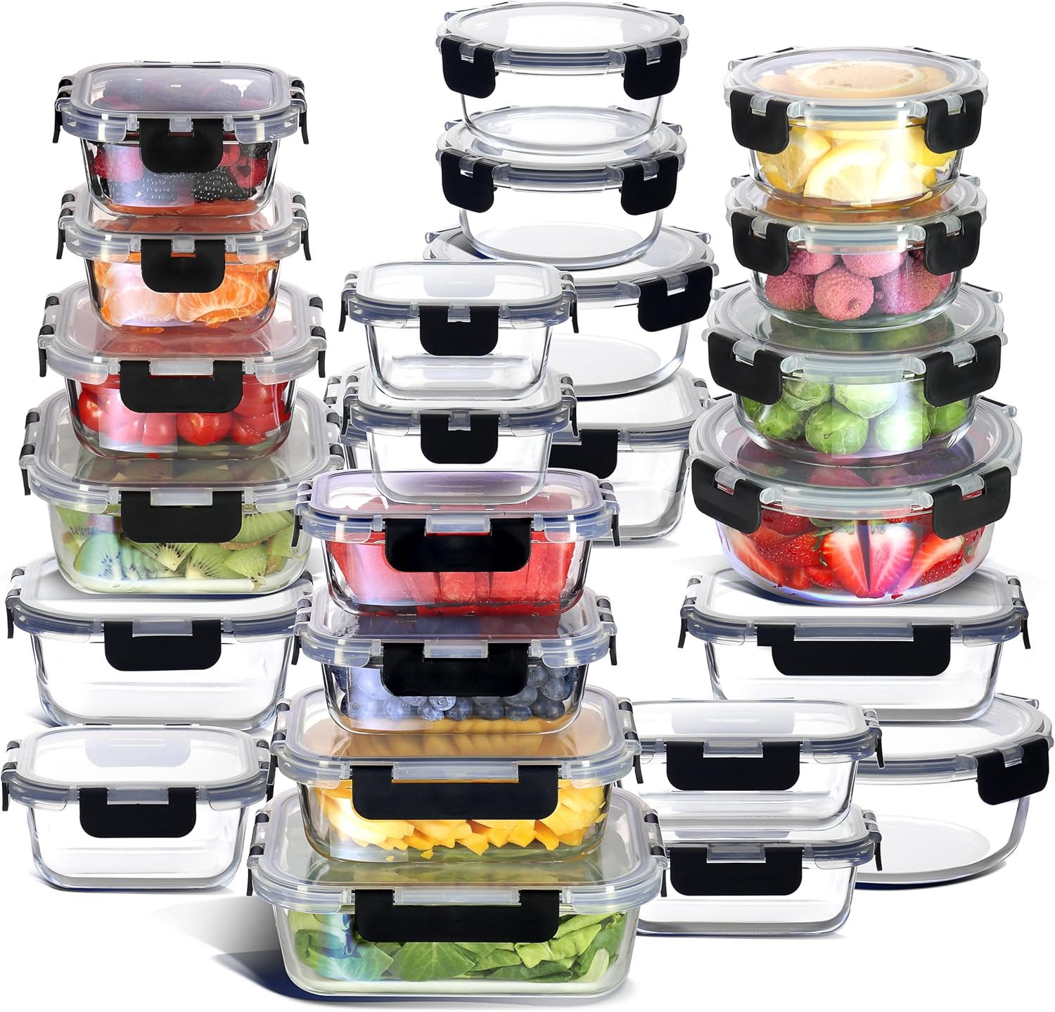 48-Piece Glass Food Storage Co - Food Storage Containers Glass ulasan dan harga