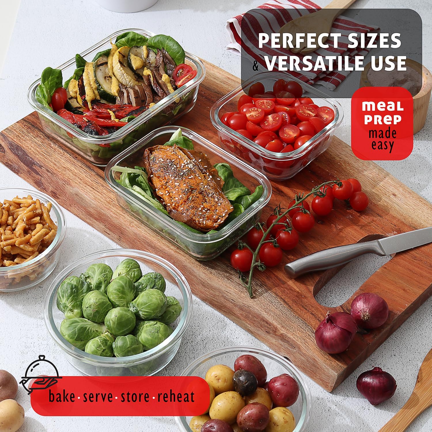 48-Piece Glass Food Storage Co - Food Storage Containers Glass ulasan dan harga