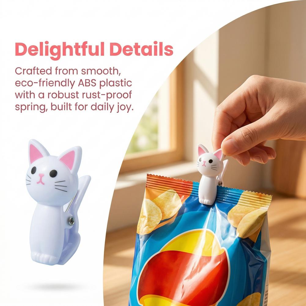 Cute Cat Shaped Bag Clips Reus - Food Storage Plastic Bag ulasan dan harga