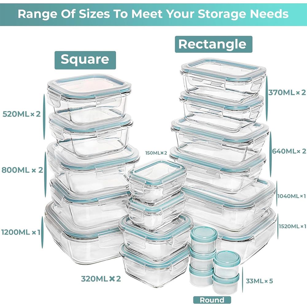 Pc Set Glass Food Storage Cont - Food Storage Containers Glass ulasan dan harga