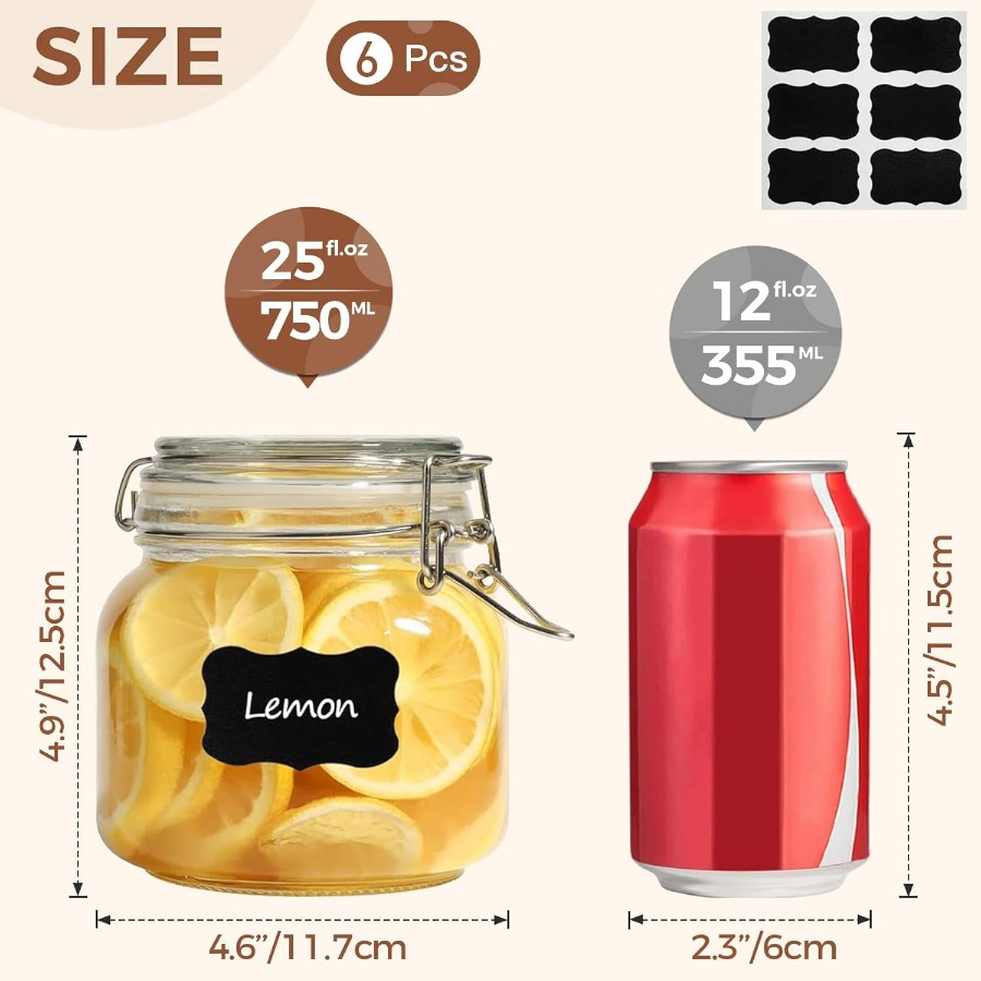 25oz Airtight Glass Canisters  - Food Storage Jar Set ulasan dan harga
