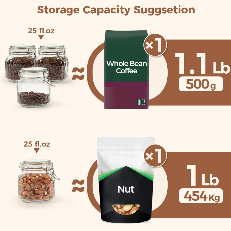 25oz Airtight Glass Canisters  - Food Storage Jar Set ulasan dan harga