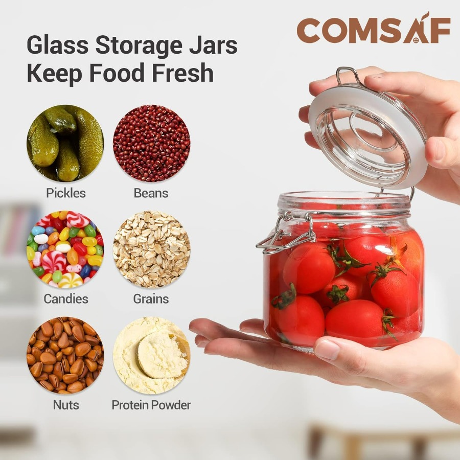 25oz Airtight Glass Canisters  - Food Storage Jar Set ulasan dan harga