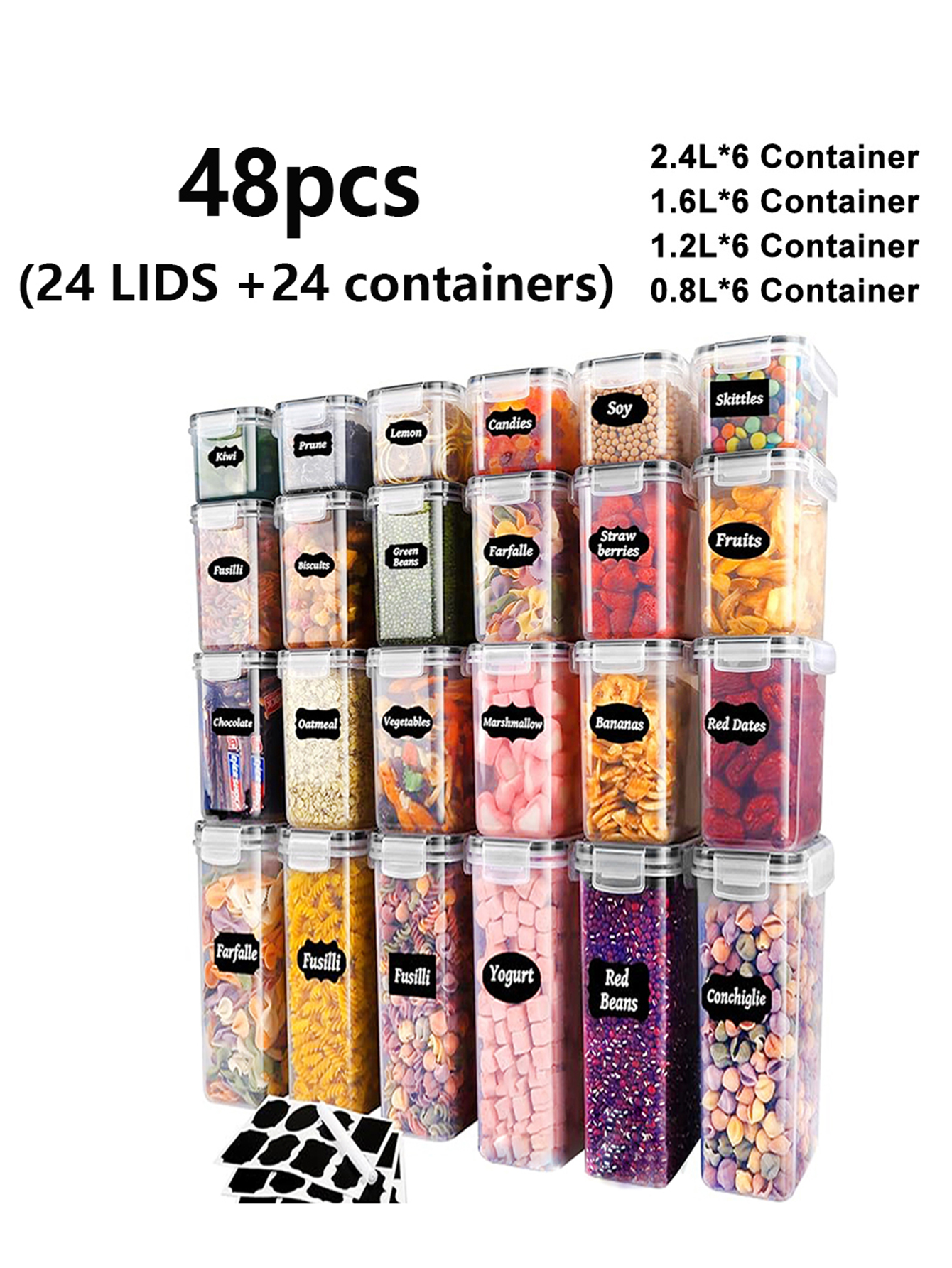 48pcs,Sealed food storage cont - Food Storage Pantry ulasan dan harga